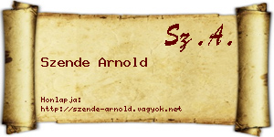 Szende Arnold névjegykártya